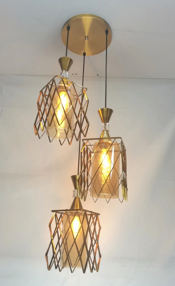 Antique Retro Brass Finished Adjustable 3-Lights Hanging Lighting Pendant Lamp Pendants Ceiling Lamp  (Gold)