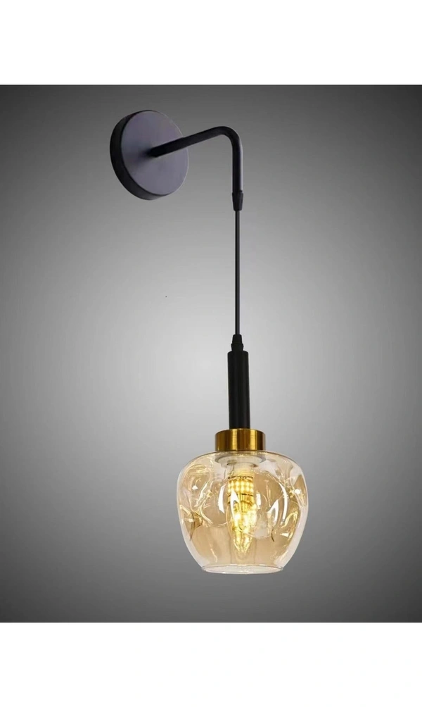Single Head Golden Glass & Metal  6705 Wall Lamp for Home & Office Decor