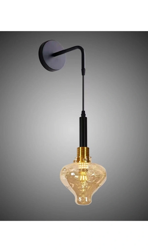 Smoke Glass 6723 Wall Light for Home Decoration Living Room, Bedroom, Hotels, Hall, Balcony, Restaurant Bar Lighting (Bulb not Included - Smoke & Black)