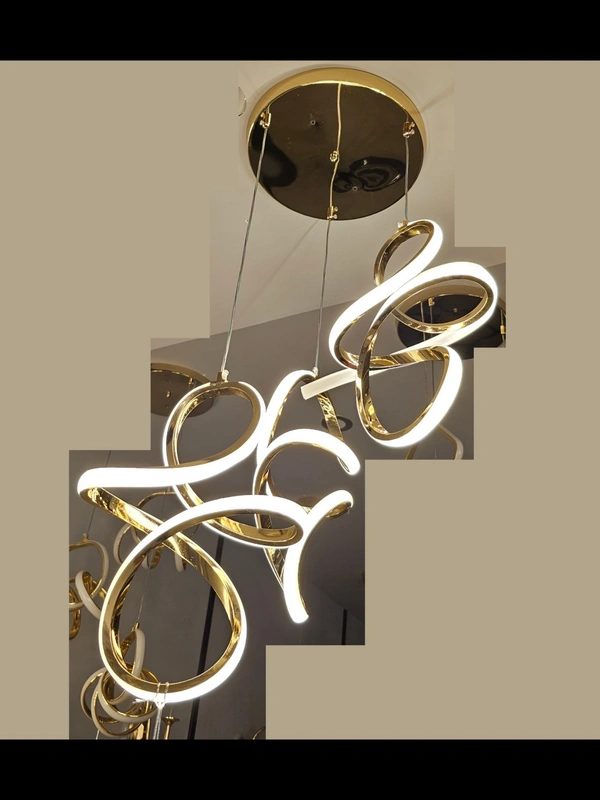 DELAMPS Gold Curvy LED Pendant Chandelier Light - Warm White