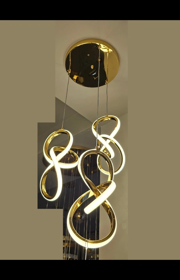  Gold Curvy LED Pendant Chandelier Light - Warm White