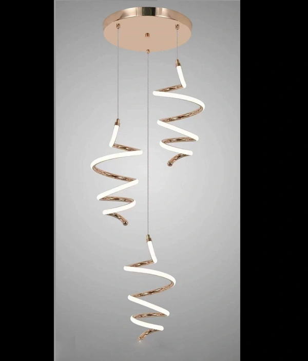1500MM LONG CURVY ROSE GOLD MODERN DOUBLE HEIGHT DUPLEX CHANDELIER - WARM WHITE