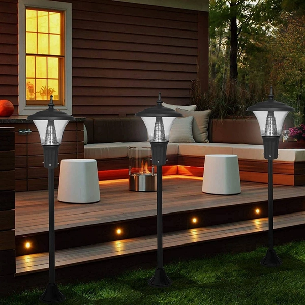 DELAMPS 15 Watt LED Pole Lights for Garden/Outdoor Waterproof Aluminum Body with PVC Glass Post Light (1 Pc, Black)