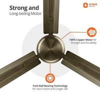 Orient Electric 1200mm Quasar Electroplated Decorative Ceiling Fan  - 1200 mm, Brushed Brass