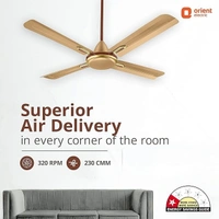 Orient Electric Quadro Ornamental 1200mm | 4 Blade, Premium BEE Star Rated Ceiling Fan  - 1200 mm, Golden Chocolate