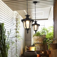 DELAMPS American Outdoor Waterproof Chandelier European Garden Corridor Grape Frame Pavilion Hanging Light Rustic Victorian E27 Exterior Waterproof Ceiling Pendant Light Adjustable Suspension 