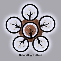 Center Circle Light Ceiling LED Chandelier Lamp for Living Room-Crystal,Brown and White