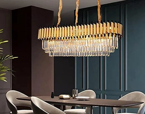 delamps Black Gold Crystal Island Chandelier for Home, Hotel, Resturant (Black Gold, 800 MM)