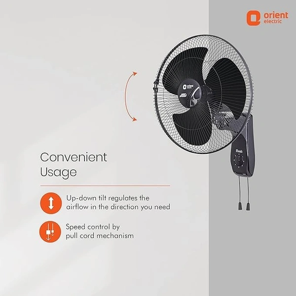 Orient Electric Wall-47 Trendz 400mm High Speed Wall Fan - 400mm, Slate Grey