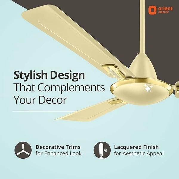 Orient Decorative Gratia Shine HS   1 Star Ceiling Fan - 1200 mm, Metallic Ivory