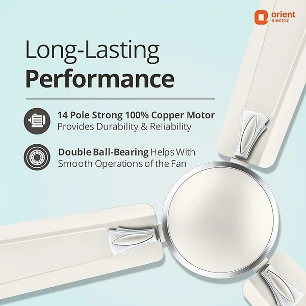 Orient Decorative Gratia Shine HS   1 Star Ceiling Fan - 1200 mm, Pearl Metallic White