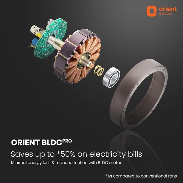 Orient Electric 1200 mm Aeroslim BLDC Ceiling Fan with Underlight, IoT & Remote | Smart Ceiling Fan works with Alexa & Google Home | BEE 5-star Rated Fan | 3-year warranty by Orient | Marble White - 1200 mm, Marble white