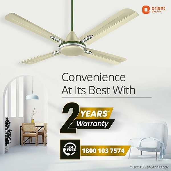 Orient Electric Quadro Ornamental 1200mm | 4 Blade, Premium BEE Star Rated Ceiling Fan  - 1200 mm, Oyester Sea Green