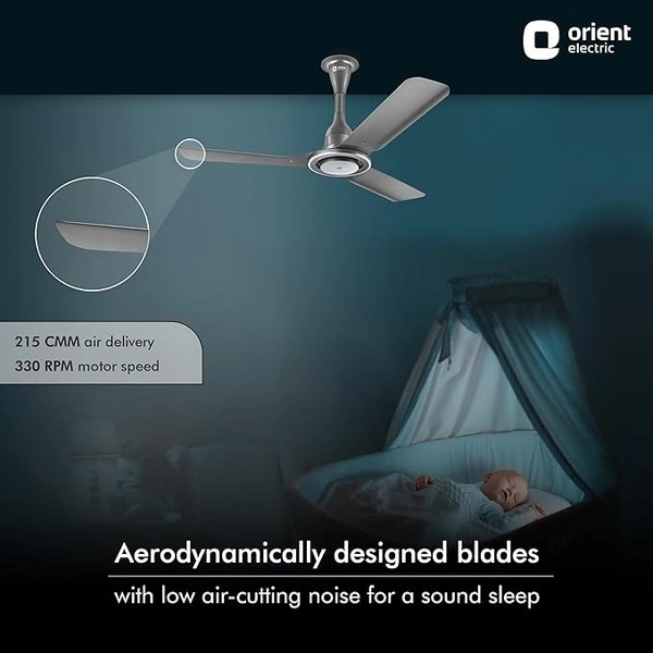 Orient Electric 1200 mm I Float| BLDC ceiling fan | BEE 5-star rated | Compatible with existing regulators | Up to 50% energy-saving | 3-year warranty | Grey, pack of 1 - 1200 mm, Gray
