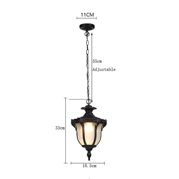 DELAMPS American Outdoor Waterproof Chandelier European Garden Corridor Grape Frame Pavilion Hanging Light Rustic Victorian E27 Exterior Waterproof Ceiling Pendant Light Adjustable Suspension 