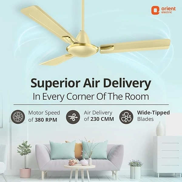 Orient Decorative Gratia Shine HS   1 Star Ceiling Fan - 1200 mm, Metallic Ivory