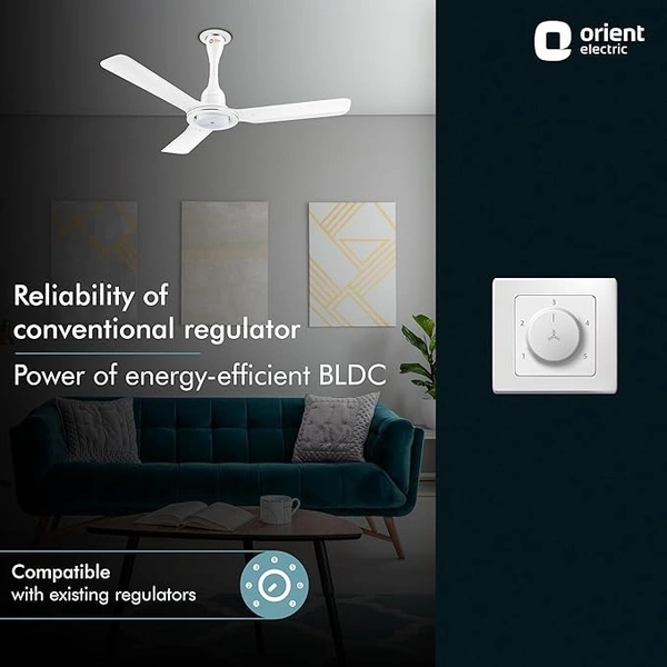 Orient Electric 1200 mm I Float| BLDC ceiling fan | BEE 5-star rated | Compatible with existing regulators | Up to 50% energy-saving | 3-year warranty | White, pack of 1 - 1200 mm, white