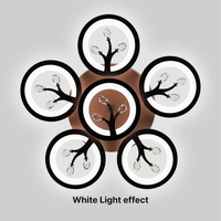 Center Circle Light Ceiling LED Chandelier Lamp for Living Room-Crystal,Brown and White