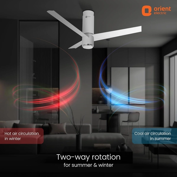 Orient Electric 1200mm Aeroslim Noiseless Energy Efficient BLDC Motor Smart Ceiling Fan with IoT, Remote & Under light (White, Pack of 1) - 1200 mm, white