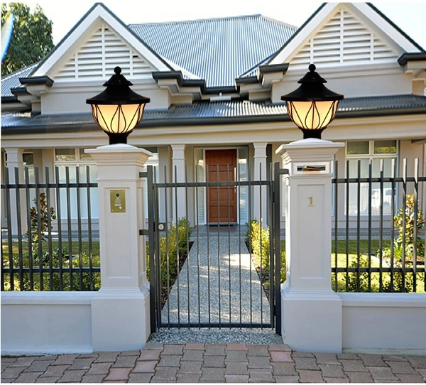 Lotus Shape Gate Light for Outdoor Piler & Pipe, Gate Lamp (Black)
