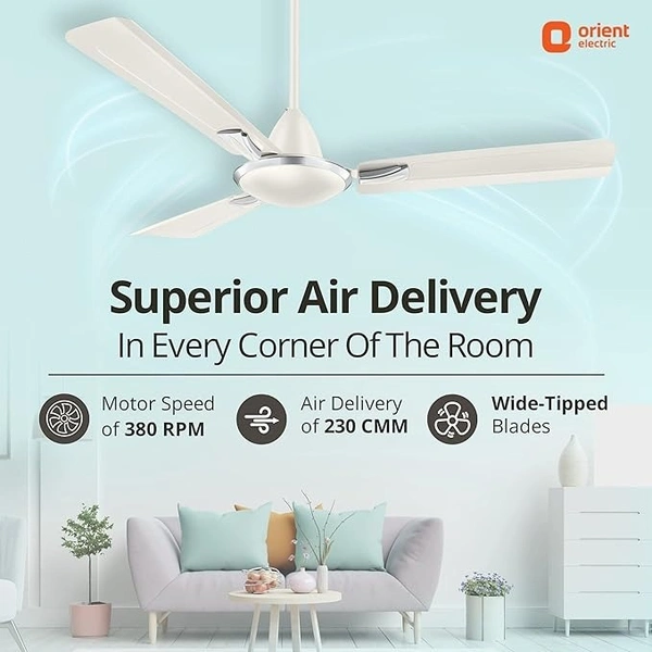 Orient Decorative Gratia Shine HS   1 Star Ceiling Fan - 1200 mm, Pearl Metallic White