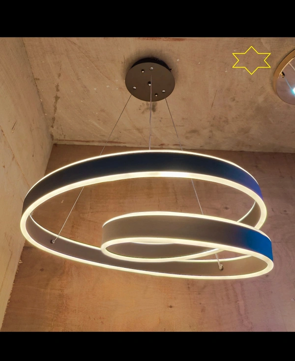 Modern Double 2 Ring LED Chandelier Lamp (Warm White, Gold)