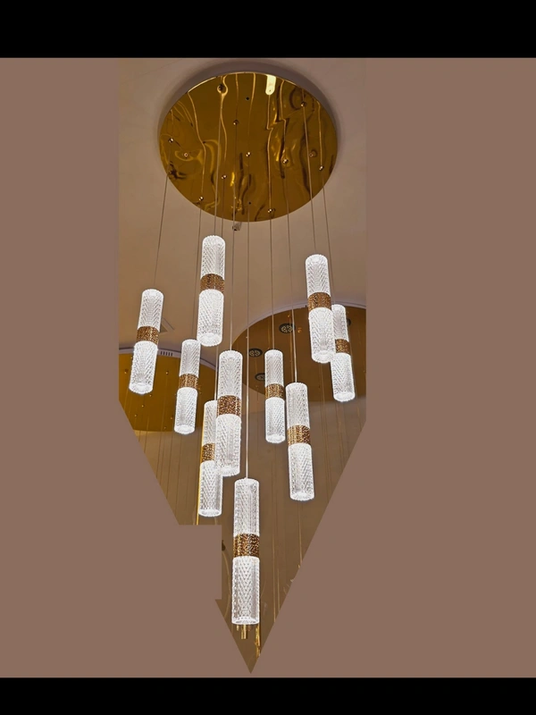 24-lights Chandeliers for Living Room High Ceiling Chandelier Lights Foyer Entryway Light Modern Dimmable Light Fixtures Flush Mount Ceiling Pendant Lighting Fixture Staircase Hallway Long Light