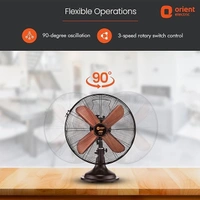Orient Electric RETRO T16RUBBED BRONZE 400 mm 4 Blade Table Fan  (Rubbed Bronze, Pack of 1) - 400mm, Rubbed Bronze