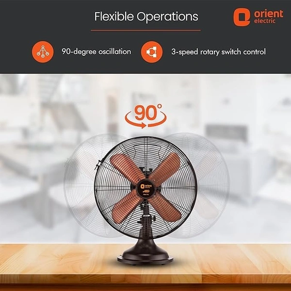 Orient Electric RETRO T16RUBBED BRONZE 400 mm 4 Blade Table Fan  (Rubbed Bronze, Pack of 1) - 400mm, Rubbed Bronze