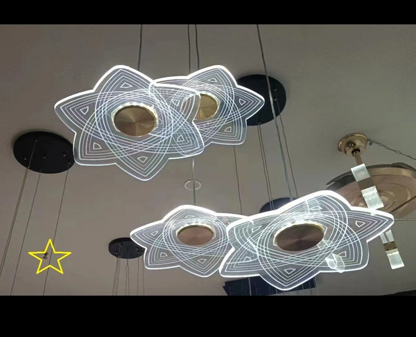 The Modern Acrylic Leaf Design Ceiling Pendant Chandelier With Height Suspension and Colors Changing Light For Dining Room 