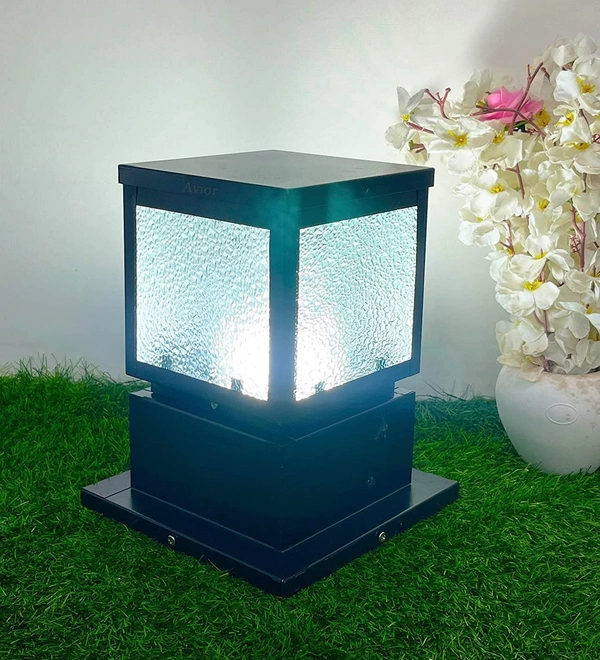 Delamps Waterproof Outdoor Lamp for Pillar, Boundary, Main Gate Light (Metal, Glass) 