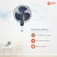 Orient Electric Wall-47 Trendz 400mm High Speed Wall Fan - 400mm, Electric Blue