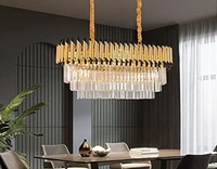 delamps Black Gold Crystal Island Chandelier for Home, Hotel, Resturant (Black Gold, 800 MM)