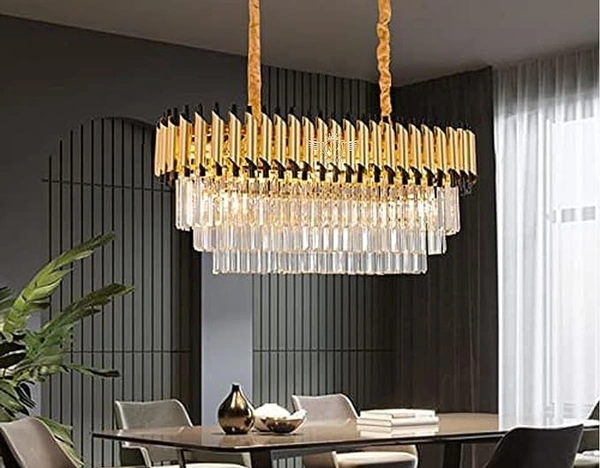delamps Black Gold Crystal Island Chandelier for Home, Hotel, Resturant (Black Gold, 800 MM)