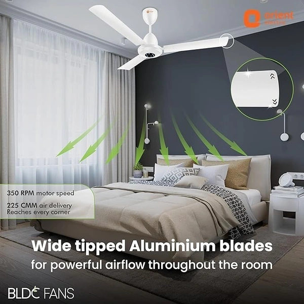 Orient Electric 1200 mm I Falcon with Remote | BLDC energy saving ceiling fan with Remote and LED light | Saves up to 50% on electricity bills | 3-year warranty by Orient | White - 1200 mm, white