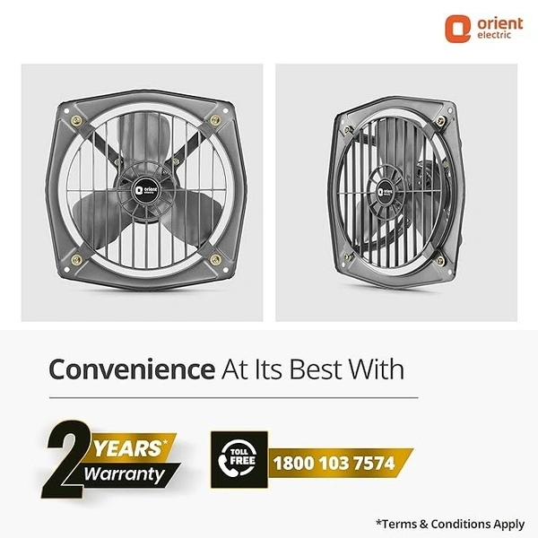 Orient Electric Hill Air 230mm Electric Exhaust Fan for Bathroom and Kitchen | Front-guard and Powder-coated Body | 2-year Warranty (Dark Grey) - 300mm, Dark Grey