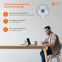 ORIENT Electric Wall Fan 44/400mm  - 400mm, Azure blue white