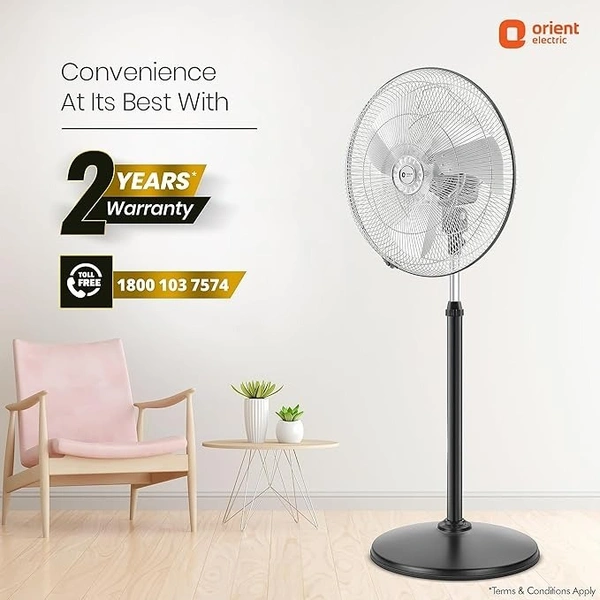 Orient Electric Tornado-II 450mm 450 mm Anti Dust 3 Blade Pedestal Fan - 450mm, Chrome