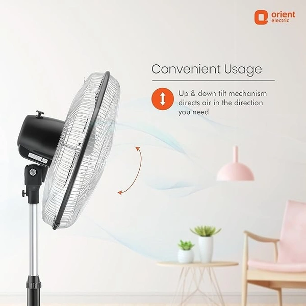 Orient Electric Tornado-II 450mm 450 mm Anti Dust 3 Blade Pedestal Fan - 450mm, Chrome