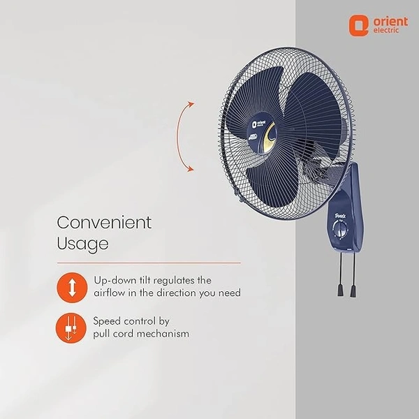Orient Electric Wall-47 Trendz 400mm High Speed Wall Fan - 400mm, Electric Blue
