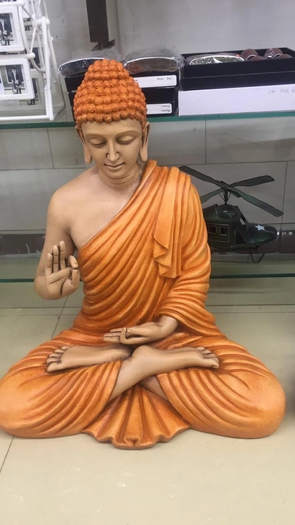 Delamps ARTISTICS Lord Buddha Idol Statue Showpiece for Home Decoration,Office Decor,Garden Decor and Living Room - Web Orange