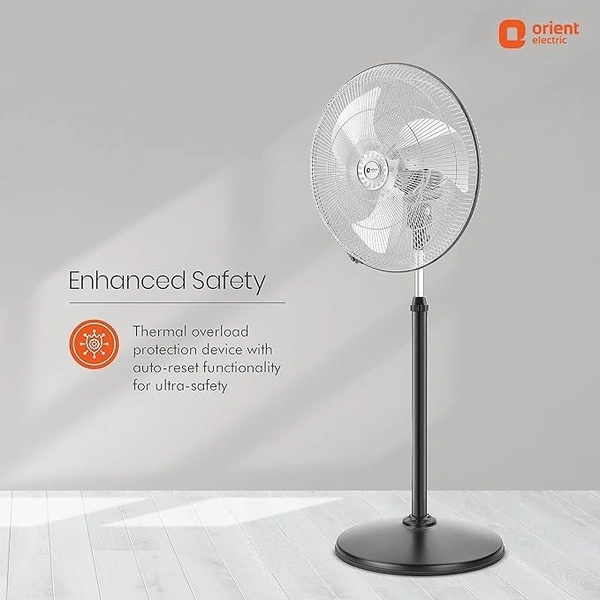 Orient Electric Tornado-II 450mm 450 mm Anti Dust 3 Blade Pedestal Fan - 450mm, Chrome