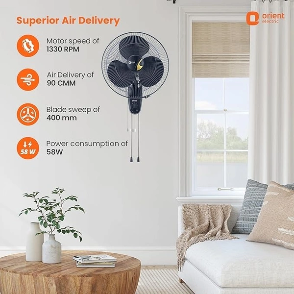 Orient Electric Wall-44 Trendz Fan 400mm - 400mm, Electric Blue