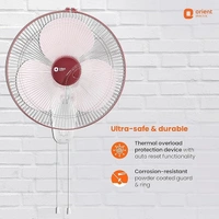 ORIENT Electric Wall Fan 44/400mm  - 400mm, crimson red white