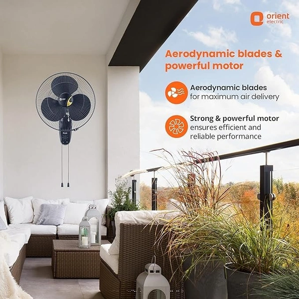 Orient Electric Wall-44 Trendz Fan 400mm - 400mm, Electric Blue