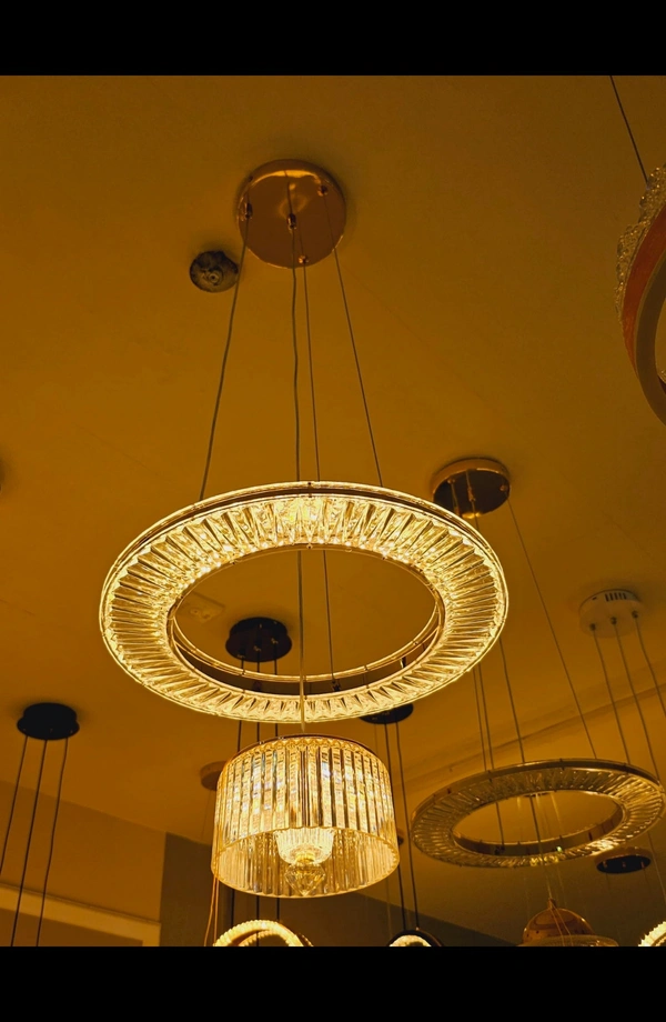 LED Chandeliers Toroidal Ceiling Lighting Fixture Modern Crystal Pendant Lights Adjustable Stainless Steel Hanging Lamp for Bedroom Living Room Dining Room Dimmable Lighting Fixture