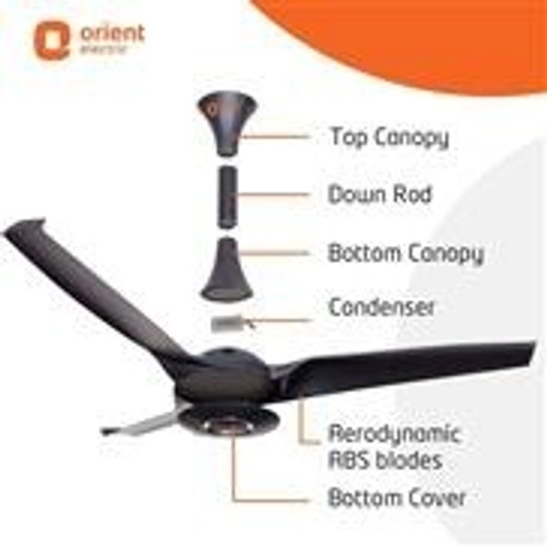 Orient Ceiling Fan Aero Storm 1320mm (Charcoal Grey) - 1320 mm, Charcoal Grey
