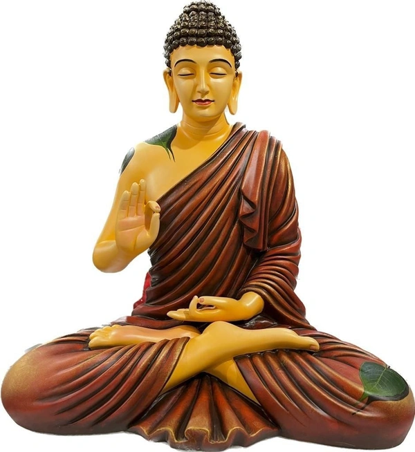 Delamps ARTISTICS Lord Buddha Idol Statue Showpiece for Home Decoration,Office Decor,Garden Decor and Living Room - brown