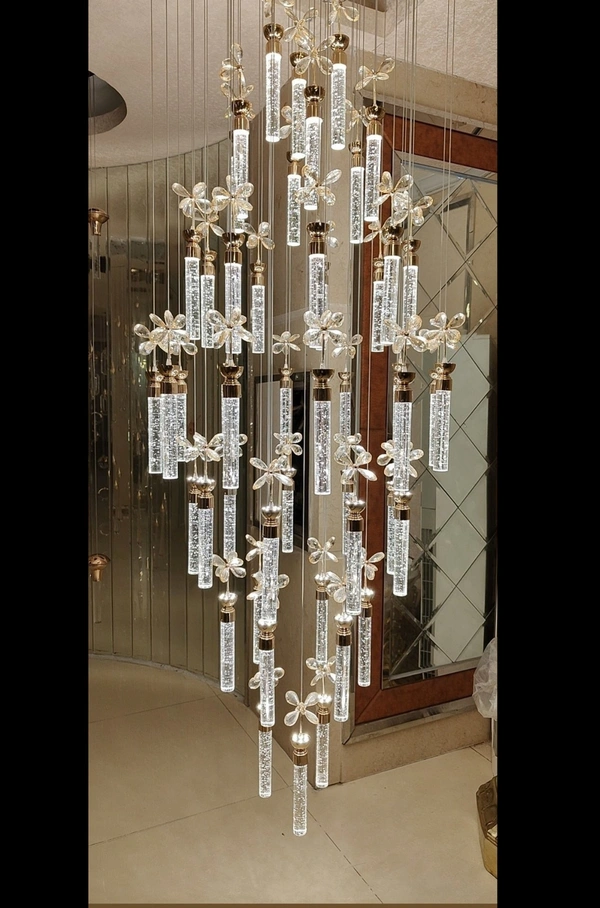  Crystal Gel Glass Rod Pendant and Height Suspension Chandelier For Home and Hotel  