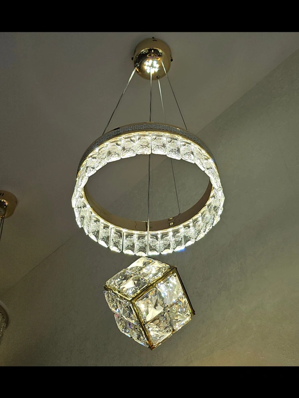 Modern Crystal Chandelier Lighting Ceiling Dining Room Living Room Chandeliers Contemporary LED Light Fixtures Hanging Ring Foyer Bedroom Pendant Lights,Multicolor